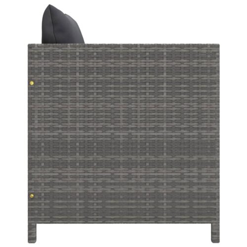 Garden Sofa with Cushions Grey Poly Rattan - Image 3