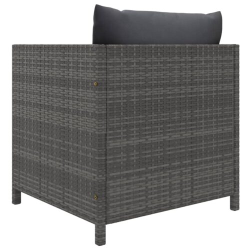 Garden Sofa with Cushions Grey Poly Rattan - Image 4