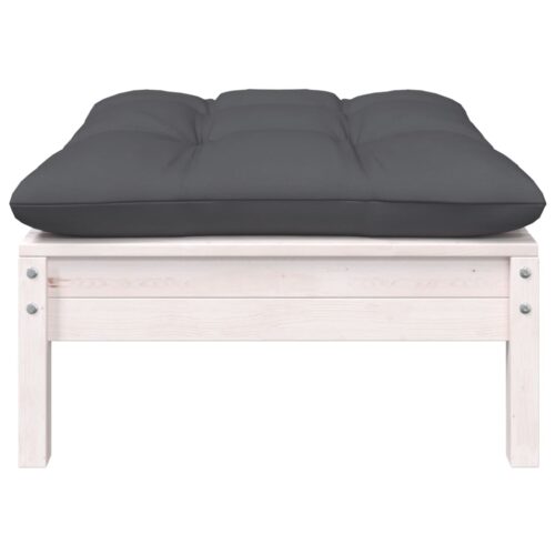 Anthracite White Pine Wood Outdoor Footstool Garden Patio Bench Ottoman Chair Seat - Image 7