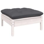 Anthracite White Pine Wood Outdoor Footstool Garden Patio Bench Ottoman Chair Seat