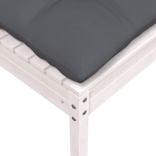 Anthracite White Pine Wood Outdoor Footstool Garden Patio Bench Ottoman Chair Seat - Image 3