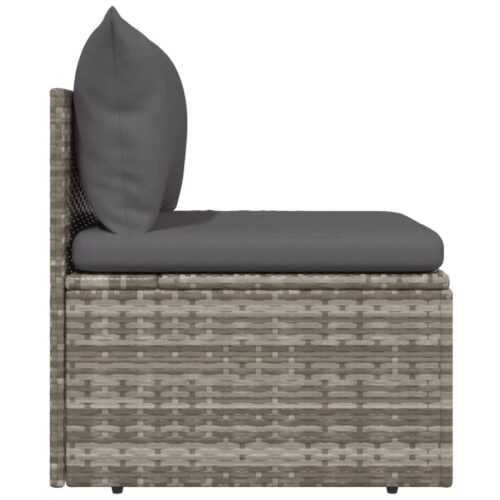 Garden Middle Sofa with Cushion Grey 57x57x56cm Poly Rattan - Image 5