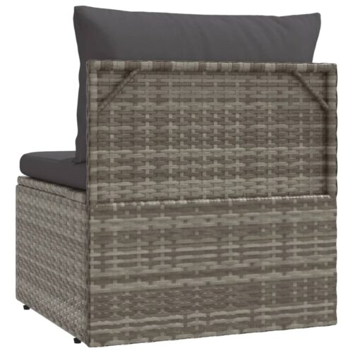 Garden Middle Sofa with Cushion Grey 57x57x56cm Poly Rattan - Image 6