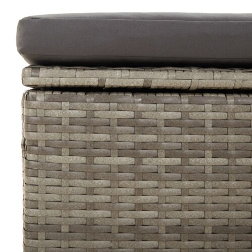 Garden Middle Sofa with Cushion Grey 57x57x56cm Poly Rattan - Image 9