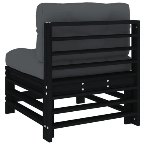 Middle Sofas with Cushions 2pcs Black Solid Wood Pine - Image 7