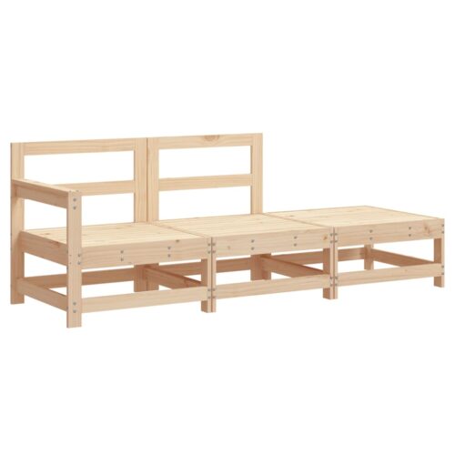 3-Piece Garden Lounge Set with Cushions Solid Wood - Image 4