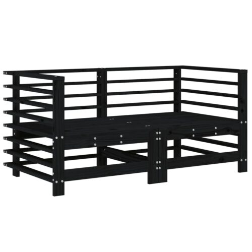 Corner Sofas with Cushions 2pcs Black Solid Wood Pine - Image 3