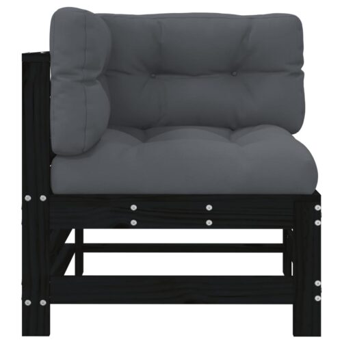 Corner Sofas with Cushions 2pcs Black Solid Wood Pine - Image 5