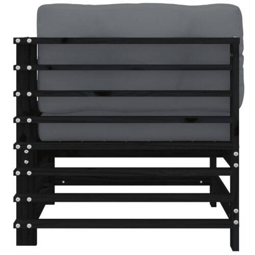 Corner Sofas with Cushions 2pcs Black Solid Wood Pine - Image 6