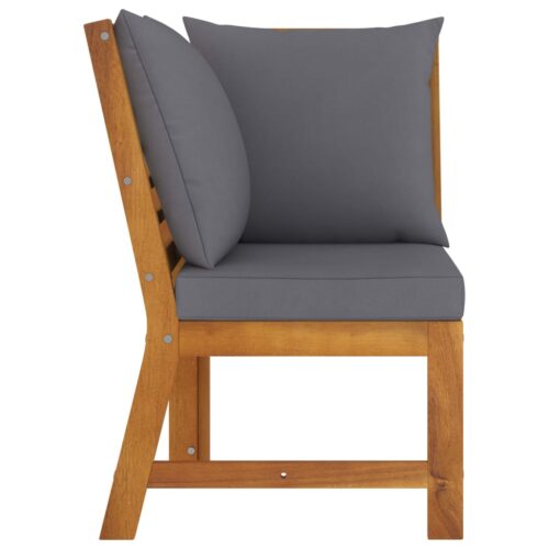 3-Piece Garden Lounge Set with Dark Grey Cushion Solid Acacia Wood - Image 5