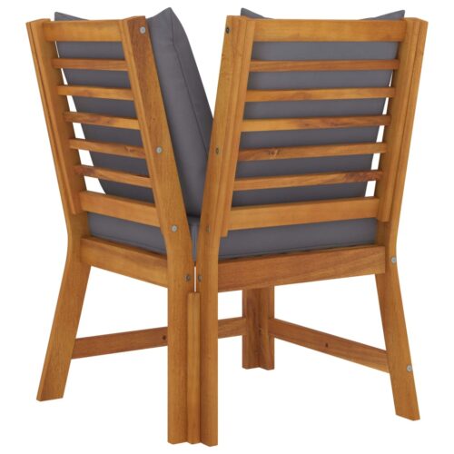 3-Piece Garden Lounge Set with Dark Grey Cushion Solid Acacia Wood - Image 6