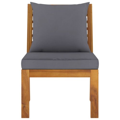 3-Piece Garden Lounge Set with Dark Grey Cushion Solid Acacia Wood - Image 9