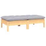 2-Seater Garden Sofa with Grey Cushions Solid Pinewood