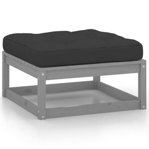 2-Piece Garden Lounge Set with Cushions Grey Solid Pinewood - Image 4