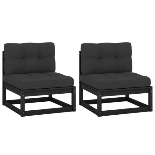 Garden Middle Sofas with Anthracite Cushions 2pcs Solid Pinewood