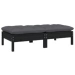 2-Seater Garden Sofa with Cushions Black Solid Pinewood