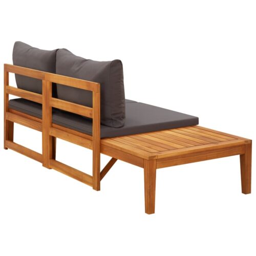 Garden Bench with Table Dark Grey Cushions Solid Acacia Wood - Image 5