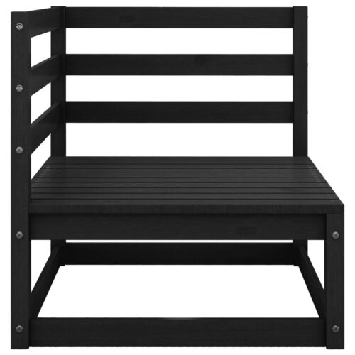 Garden 2-Seater Sofa with Cushions Black Solid Pinewood - Image 4
