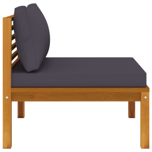 Sectional Middle Sofa with Dark Grey Cushions Solid Acacia Wood - Image 4
