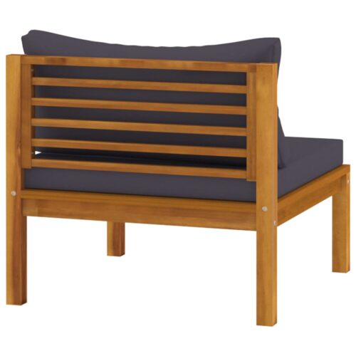Sectional Middle Sofa with Dark Grey Cushions Solid Acacia Wood - Image 5