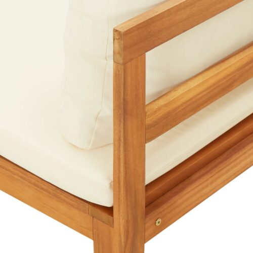 Garden Bench with Table Cream White Cushions Solid Acacia Wood - Image 6