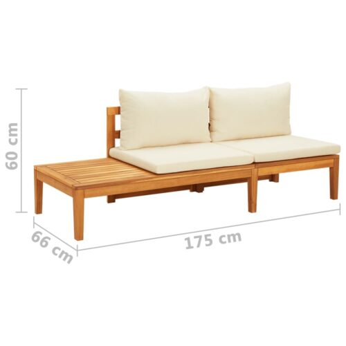 Garden Bench with Table Cream White Cushions Solid Acacia Wood - Image 8