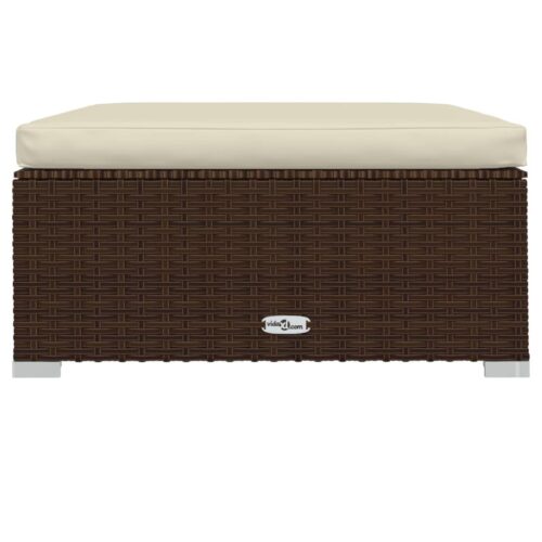 Garden Footrest with Cushion Brown 70x70x30cm Poly Rattan - Image 3