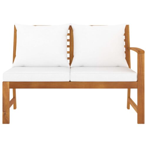 Garden Bench 114.5cm with Cream Cushion Solid Acacia Wood - Image 3