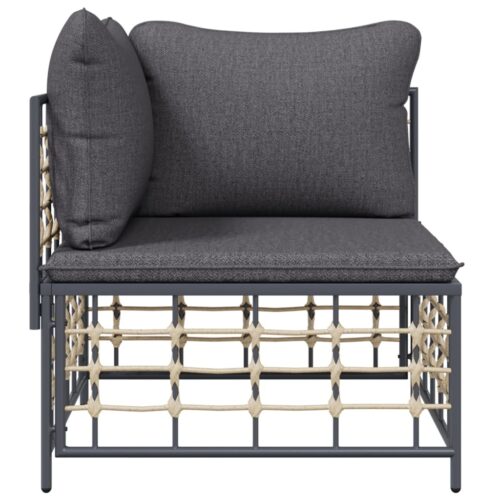 Garden Corner Sofa with Dark Grey Cushions Poly Rattan - Image 3