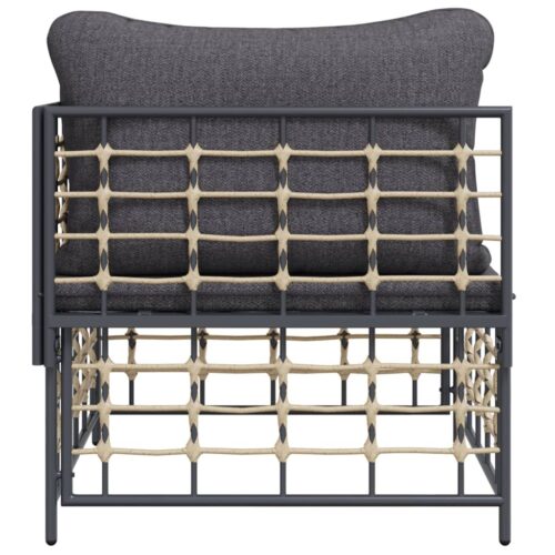 Garden Corner Sofa with Dark Grey Cushions Poly Rattan - Image 5