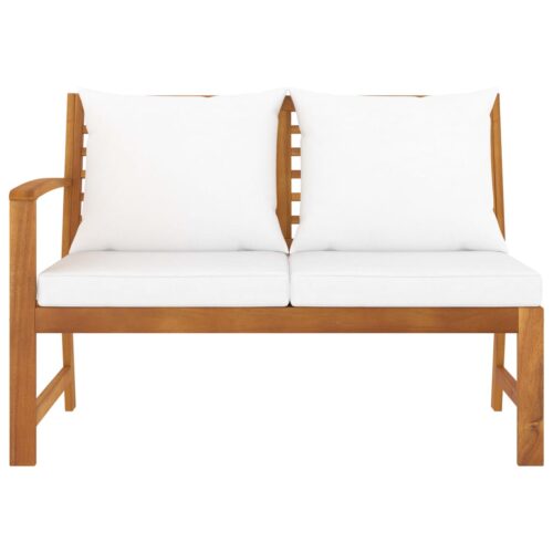 Garden Bench 114.5cm with Cream Cushion Solid Acacia Wood - Image 3