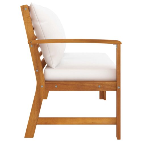 Garden Bench 114.5cm with Cream Cushion Solid Acacia Wood - Image 4