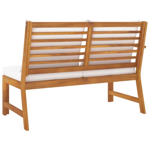 Garden Bench 114.5cm with Cream Cushion Solid Acacia Wood - Image 5