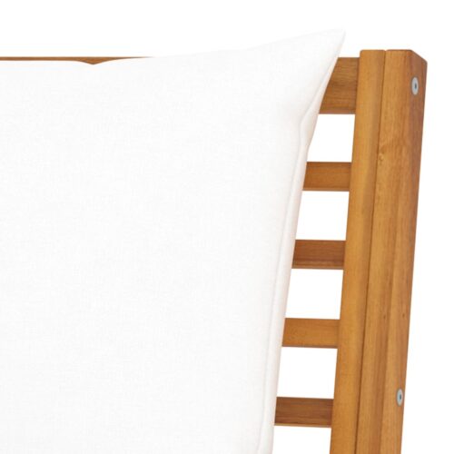 Garden Bench 114.5cm with Cream Cushion Solid Acacia Wood - Image 6
