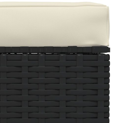 Garden Footrest with Cushion Black 70x70x30cm Poly Rattan - Image 4