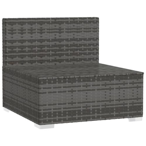 Garden Middle Sofa with Cushions Grey Poly Rattan - Image 3