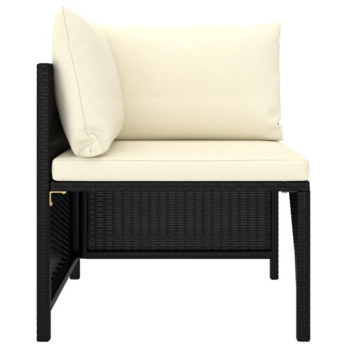 Sectional Corner Sofa with Cushions Black Poly Rattan - Image 3
