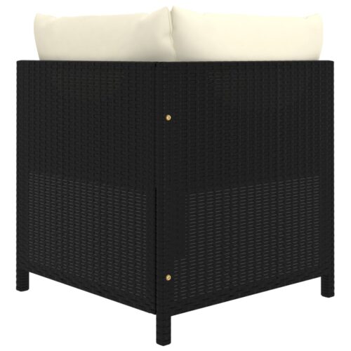 Sectional Corner Sofa with Cushions Black Poly Rattan - Image 4