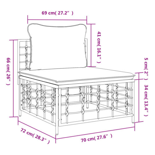Garden Middle Sofa with Dark Grey Cushions Poly Rattan - Image 7