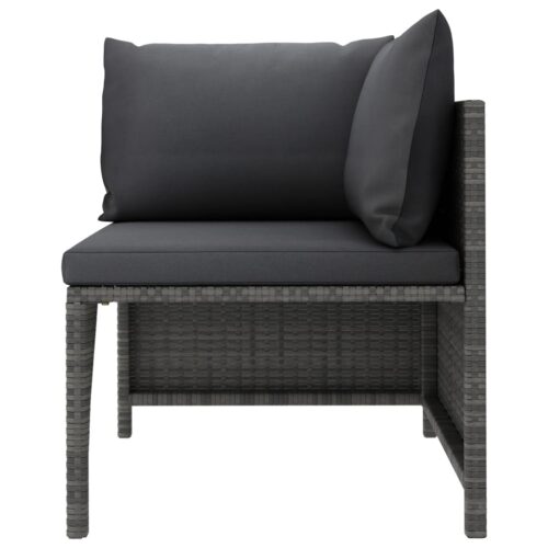 4-Piece Garden Lounge Set with Cushions Poly Rattan Grey - Image 4