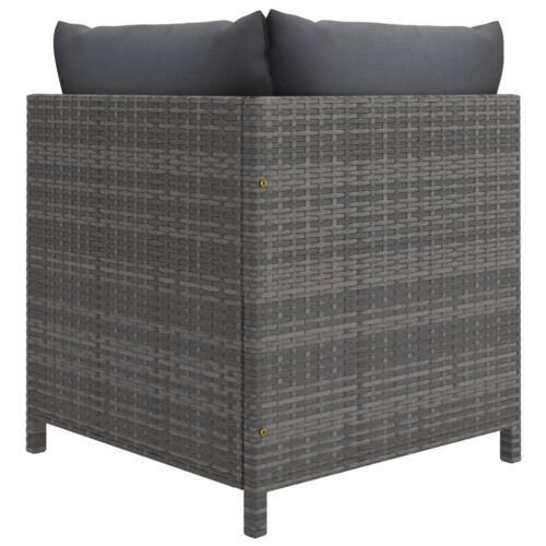 4-Piece Garden Lounge Set with Cushions Poly Rattan Grey - Image 5