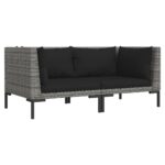 2-Piece Outdoor Sofa Garden Patio Wicker Rattan Loveseat Cushions Lounge Chair