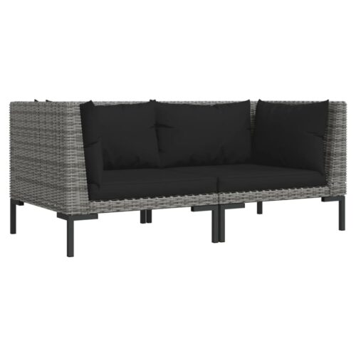2-Piece Outdoor Sofa Garden Patio Wicker Rattan Loveseat Cushions Lounge Chair