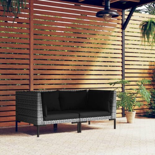 2-Piece Outdoor Sofa Garden Patio Wicker Rattan Loveseat Cushions Lounge Chair - Image 2