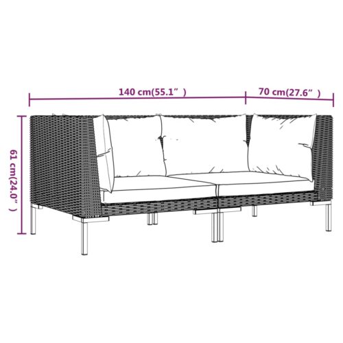 2-Piece Outdoor Sofa Garden Patio Wicker Rattan Loveseat Cushions Lounge Chair - Image 9
