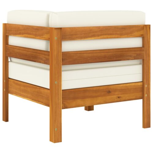 2-Piece Garden Lounge Set with Cream White Cushions Acacia Wood - Image 4