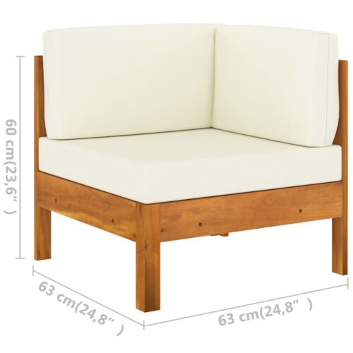 2-Piece Garden Lounge Set with Cream White Cushions Acacia Wood - Image 7