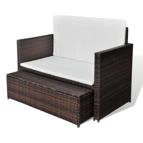Garden Sofa Poly Rattan Brown - Image 4