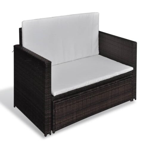 Garden Sofa Poly Rattan Brown - Image 5