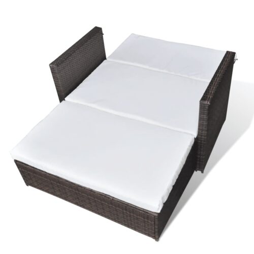 Garden Sofa Poly Rattan Brown - Image 6